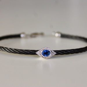 Black Cable Bracelet with Eye Stone